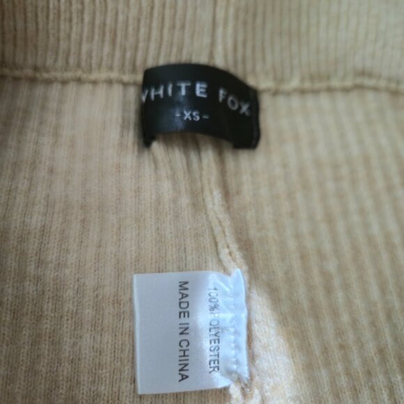 White Fox Ribbed Knit Lounge Pants XS Beige Cream Cozy Soft Stretch - Picture 2 of 7